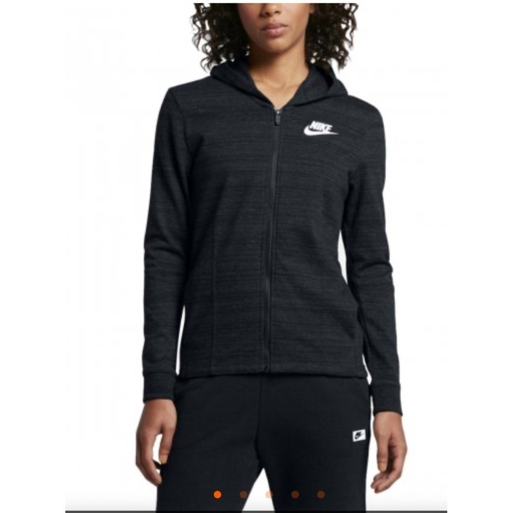 Nike Women's Advance 15 Long Sleeve Full Zip Knit Jacket Hoodie Black‎ White M